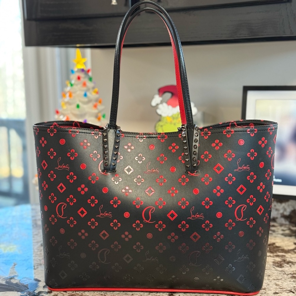 Christian Louboutin Large Cabata Loubinthesky Red and Black Tote Bag LIKE NEW!